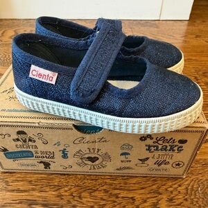 Cienta Size 23 Navy Blue Sparkle Kids Sneakers